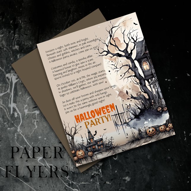 Flyer Creepy Halloween Spooky Fiesta Invitación al poema (Inexpensive and ideal Halloween invitations, perfect for inviting guests to your party.)