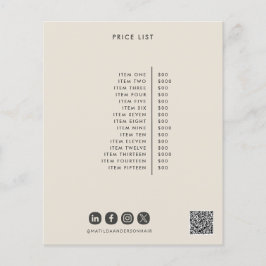 Flyer Crema negra elegante precio moderno chica código Q