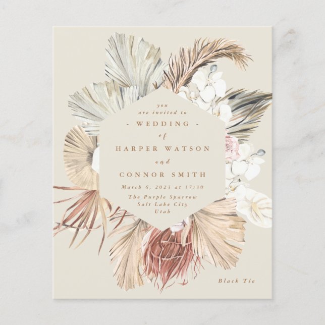 Flyer Crema Presupuestaria Pampas Boda de la Jungla Flor (Frente)