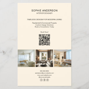 Flyer Crema QR de Foto Personalizada Moderna Profesional