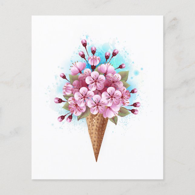 Flyer Crema rosa de hielo Sakura Waffle Cone (Frente)