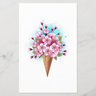 Flyer Crema rosa de hielo Sakura Waffle Cone