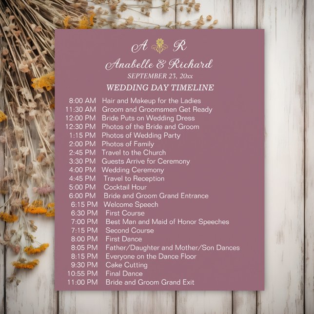 Flyer Cronología de Boda Elegante con Monograma Simple (Subido por el creador)