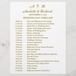 Flyer Cronología de matrimonio simple monograma elegante