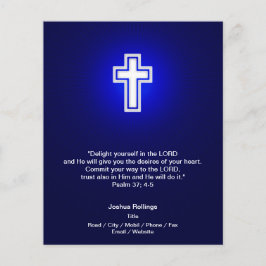 Flyer Cruz Blanca Cristiana sobre fondo azul marino
