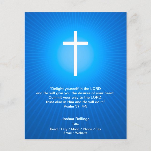 Flyer Cruz cristiana de fondo azul (Frente)
