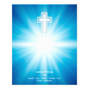 Flyer Cruz cristiana de fondo azul