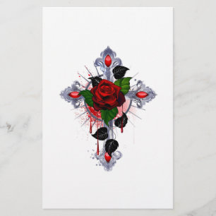 Flyer Cruz de Plata con una Rosa Roja