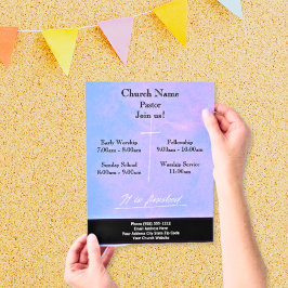 Flyer Cruz Púrpura Terminada Pascua Únete Al Servicio