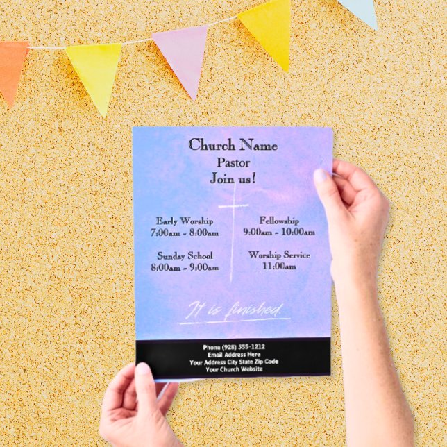 Flyer Cruz Púrpura Terminada Pascua Únete Al Servicio (Subido por el creador)