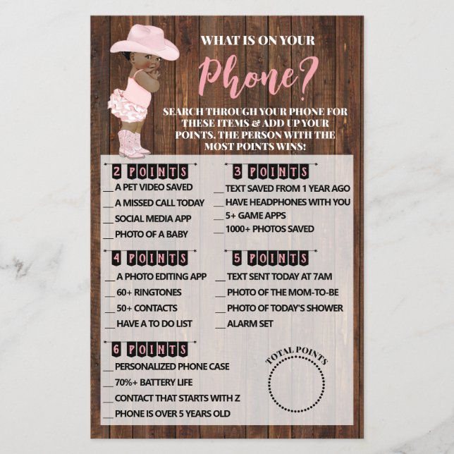 Flyer ¿Cuál es la tarjeta de juego Baby Shower de una ch (Frente)