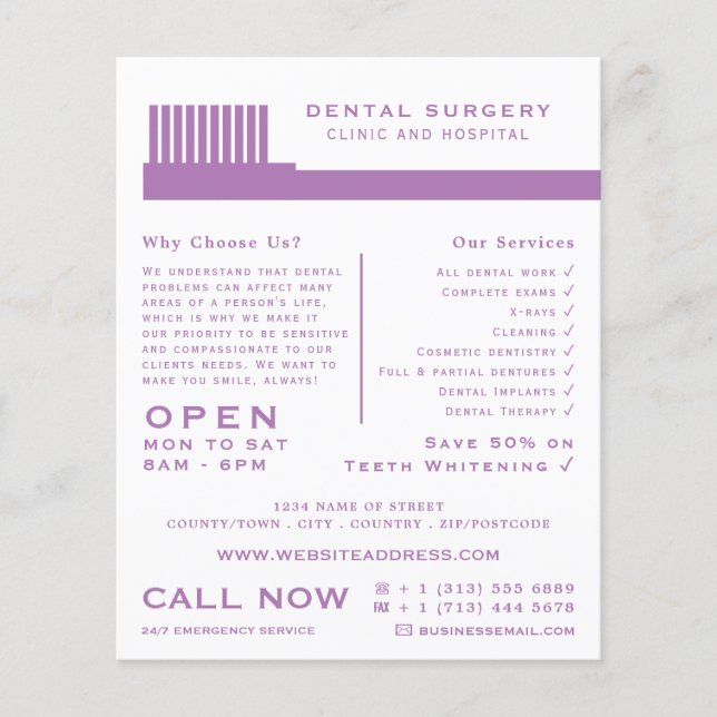 Flyer Cualquier cepillo de dientes de color, odontología (Frente)