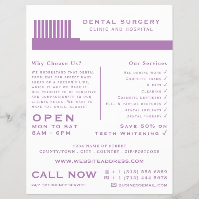 Flyer Cualquier cepillo de dientes de color, odontología (Frente)