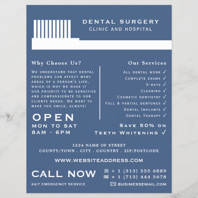 Flyer Cualquier cepillo de dientes de color, odontología (Frente)