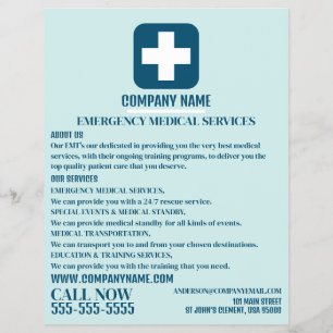 Flyer Cualquier símbolo médico de color, EMT, paramédico