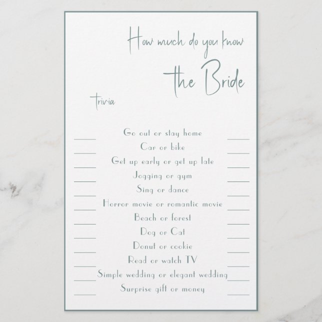 Flyer ¿Cuánto conoces a The Bride Trivia Flyer? (Frente)