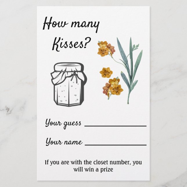 Flyer ¿Cuántos Besos? Flores - Volador de juegos (Frente)