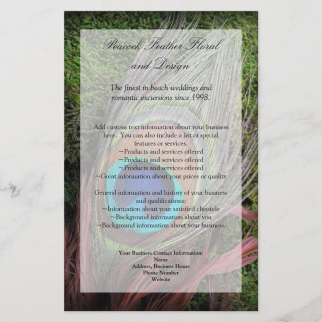 Flyer Cuero de pavo real rico con morgue verde (Frente)