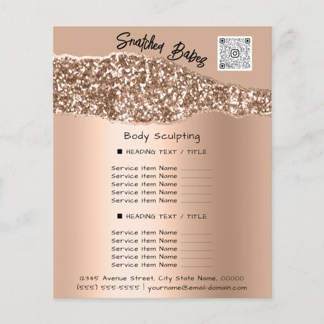 Flyer Cuerpo Esculpir Salón de Belleza Salón de Pelo QR  (Frente)