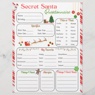 Flyer Cuestionario secreto de Santa