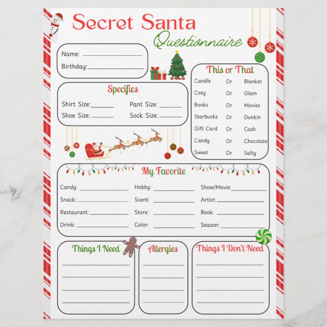 Flyer Cuestionario secreto de Santa (Frente)