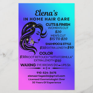 Flyer Cuidado de cabello en casa de Elena