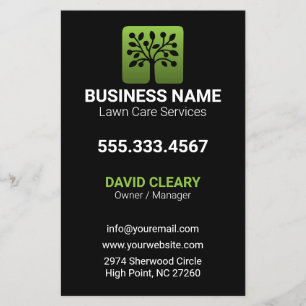 Flyer Cuidado de césped de árbol profesional de ola verd