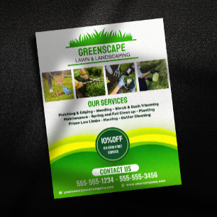 Flyer Cuidado de césped verde Servicio de jardinería y s