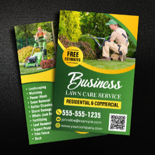 Flyer Cuidado de césped verde y amarillo paisajismo sieg