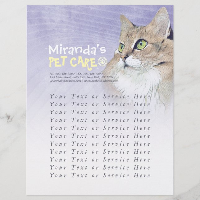 Flyer Cuidado de mascotas Bañando Salon de Belleza Gato (Frente)