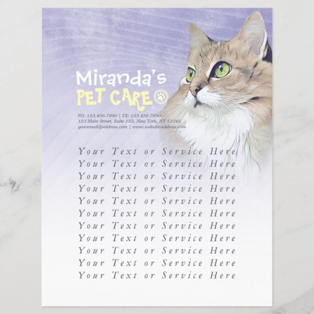 Flyer Cuidado de Mascotas Guardería Baño Peluquería Saló (Frente)