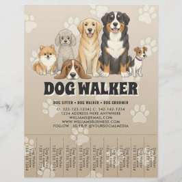 Flyer Cuidado de Mascotas Lindo Paseador de Perros Promo