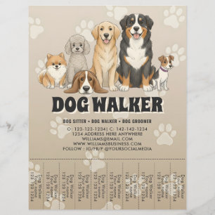 Flyer Cuidado de Mascotas Lindo Paseador de Perros Promo