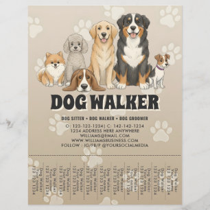 Flyer Cuidado de Mascotas Lindo Paseador de Perros Promo
