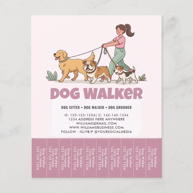 Flyer Cuidado de Mascotas Personalizado Promocional Pase (Frente)