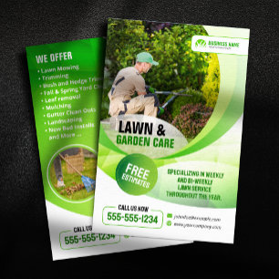 Flyer Cuidado del césped Jardinería Paisajismo Cortar el