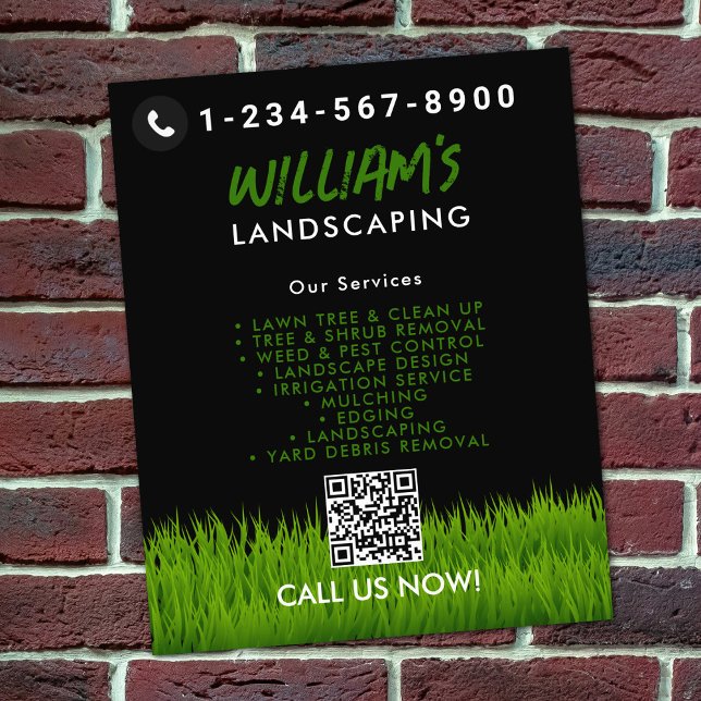 Flyer Cuidado del césped Servicios de corte de siembra d (Lawn Care Landscaping Mowing Cutting Services Flyer)