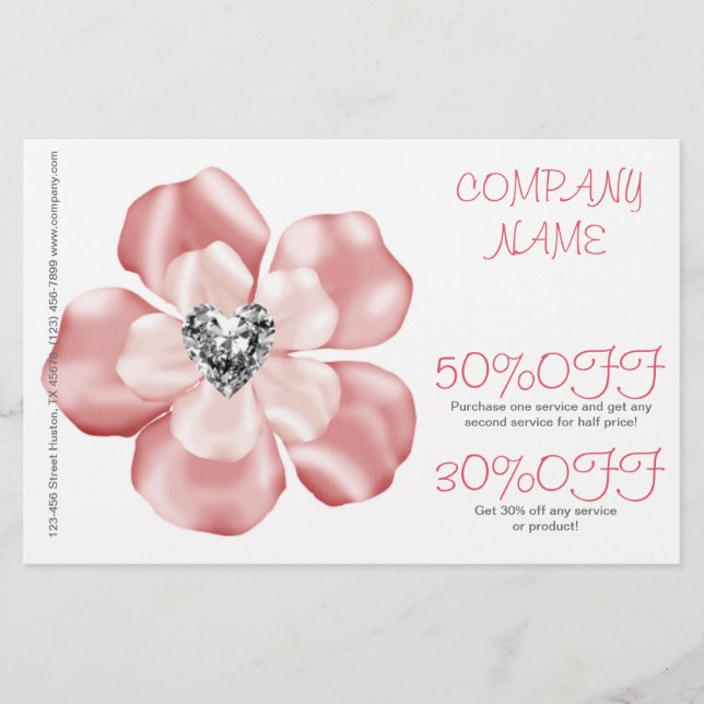 Flyer cuidado diurno de flor rosa baile de los maestros  (Frente)