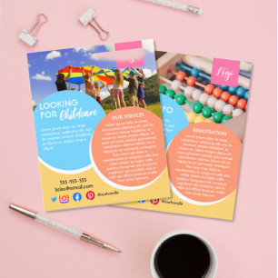 Flyer cuidado infantil después de la escuela niñera cuid