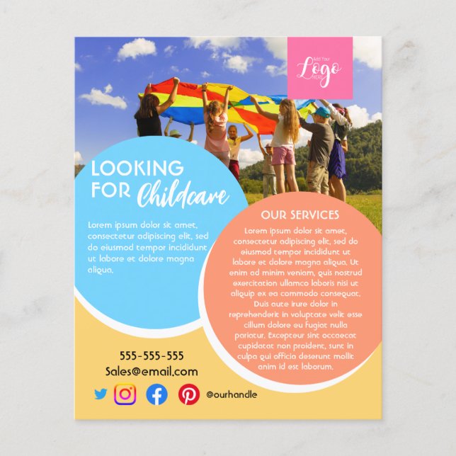 Flyer cuidado infantil después de la escuela niñera cuid (Frente)