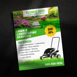 Flyer Cuidado Profesional de Césped con Podado de Jardin