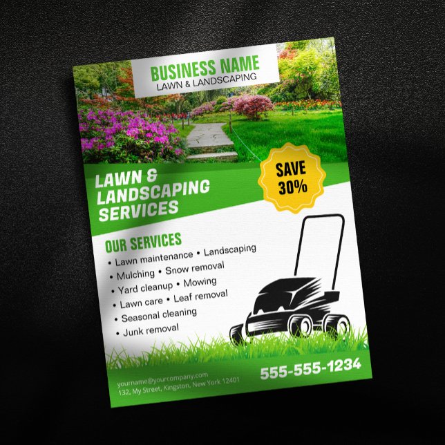 Flyer Cuidado Profesional de Césped con Podado de Jardin (Subido por el creador)