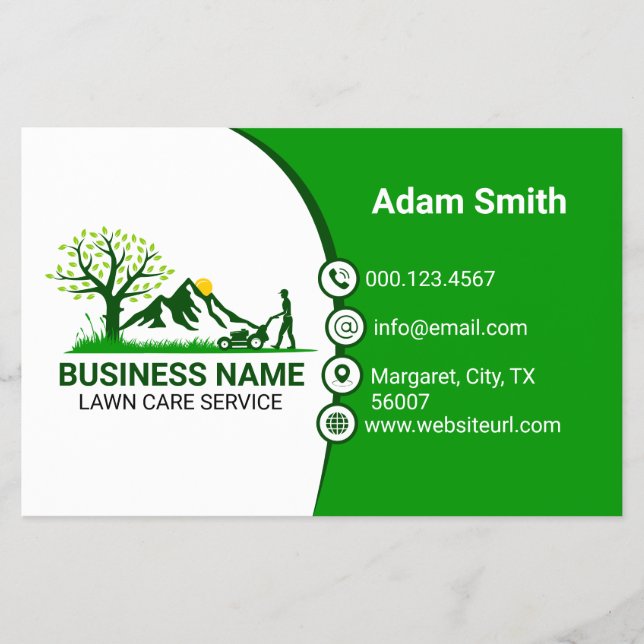 Flyer Cuidado Profesional de Césped Jardinería Verde y F (Frente)