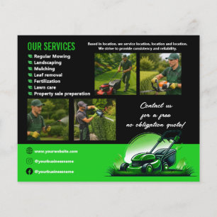 Flyer Cuidado profesional del césped y paisajismo verde 