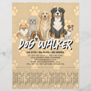 Flyer Cuidador de Mascotas Paseador de Perros Código QR