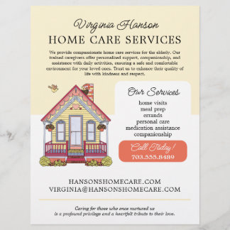 Flyer Cuidadora de la Casa Cuidadora Servicios Amarillo