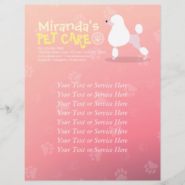 Flyer Cuidados de mascotas Sitting Adorable Cartog Ilust (Frente)