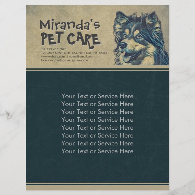 Flyer Cuidados de mascotas Sitting Adorable Cartog Ilust (Frente)