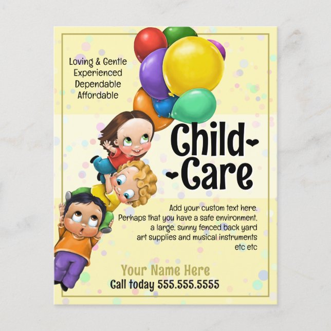 Flyer Cuidados diurnos Cuidados para niños 5 x 6 niños y (Frente)