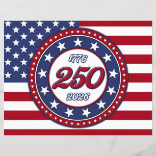 Flyer Cumpleaños 250 de América con bandera de EE. UU.